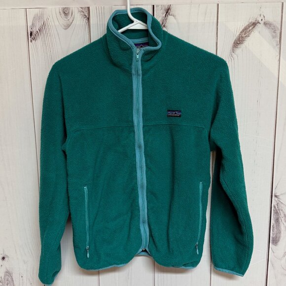 Vintage Patagonia Full-Zip Fleece Jacket Women’s 10 Teal Green Made in USA EUC - Picture 1 of 9